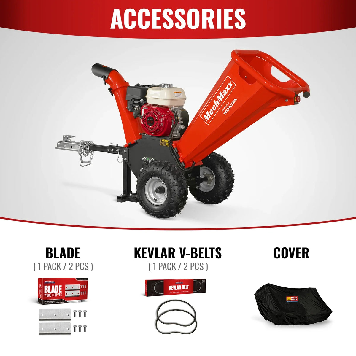 MechMaxx HONDA GX200 Gasoline Engine Powered 4 inch Wood Chipper, GS650