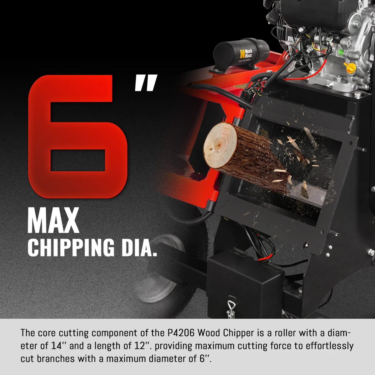 MechMaxx 6 inch E-start ZONSEN 420cc 13.4hp Gasoline Engine Powered Drum Wood Chipper , P4206
