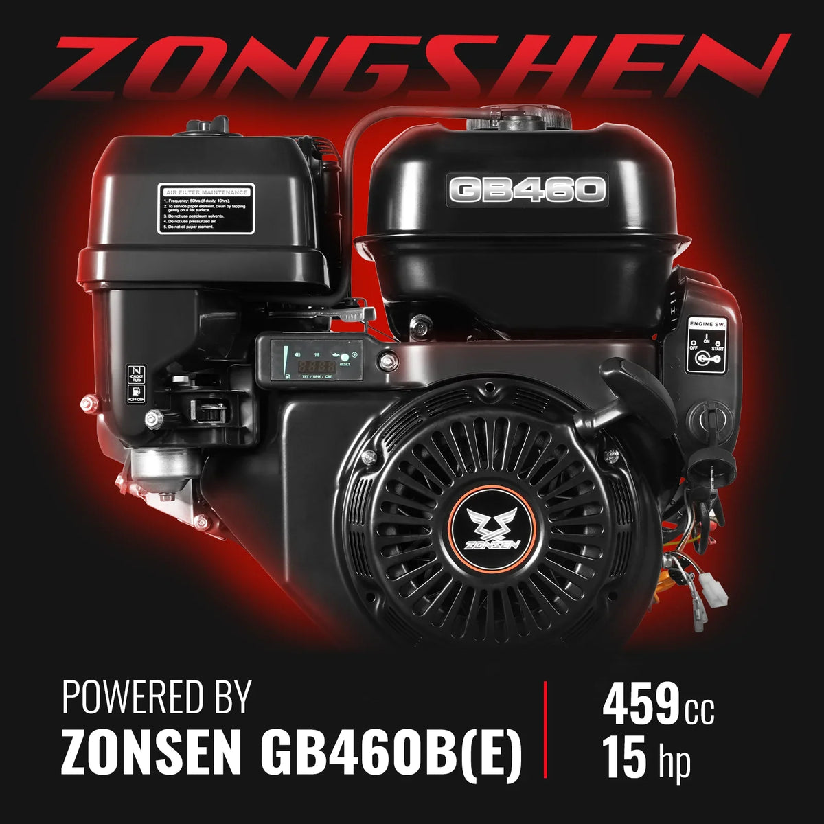 MechMaxx 6 inch E-start ZONSEN 459cc 15hp Gasoline Engine Powered Drum Wood Chipper, P4206