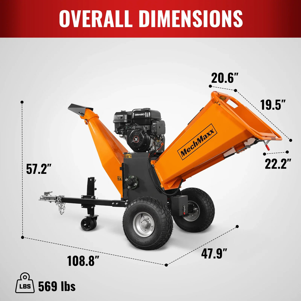 MechMaxx 6 inch E-start ZONSEN 420cc 13.4hp Gasoline Engine Powered Drum Wood Chipper , P4206