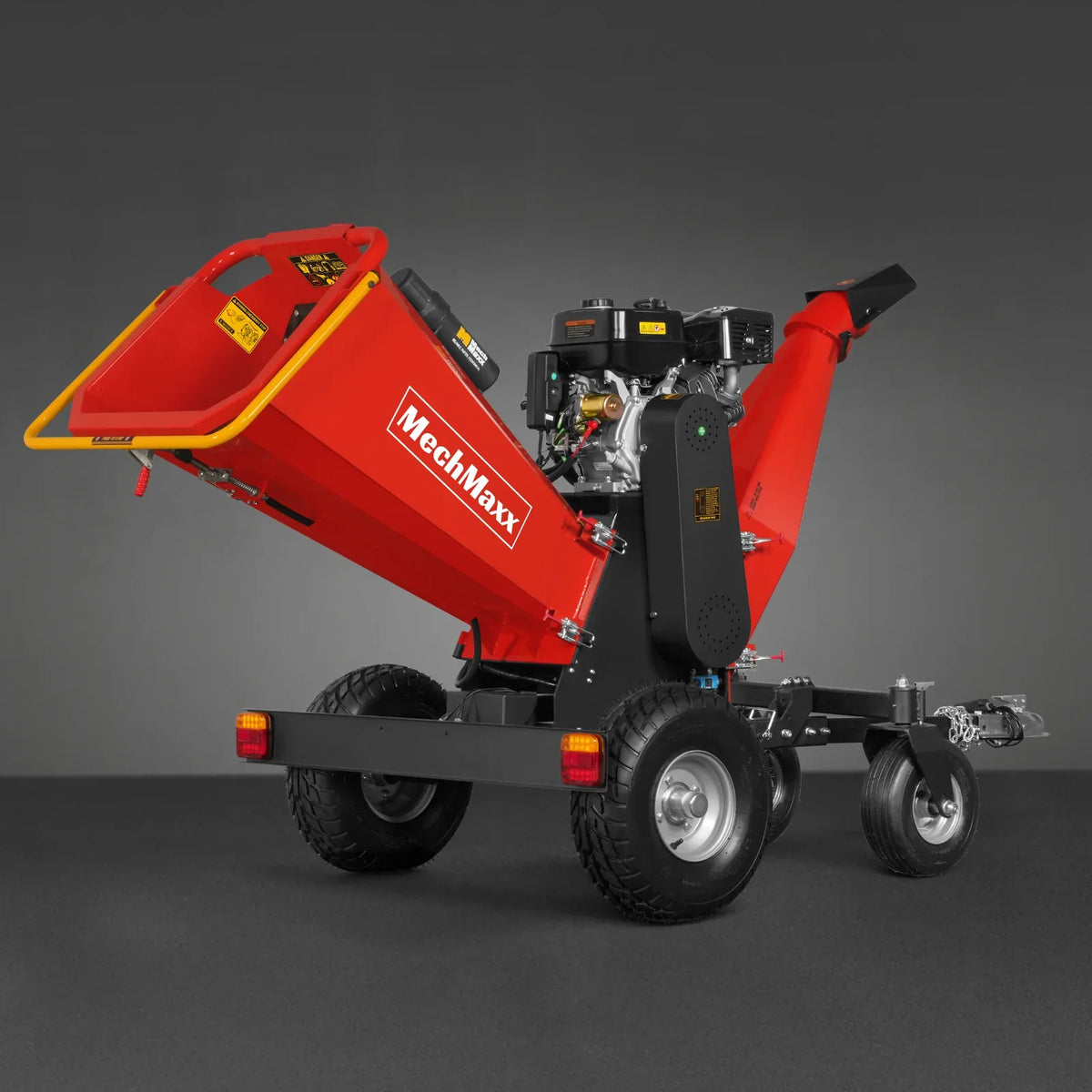 MechMaxx 6 inch ZONSEN E-Start 459cc 15hp Gas Powered 4 - Wheel Drum Wood Chipper with Taillight , B150