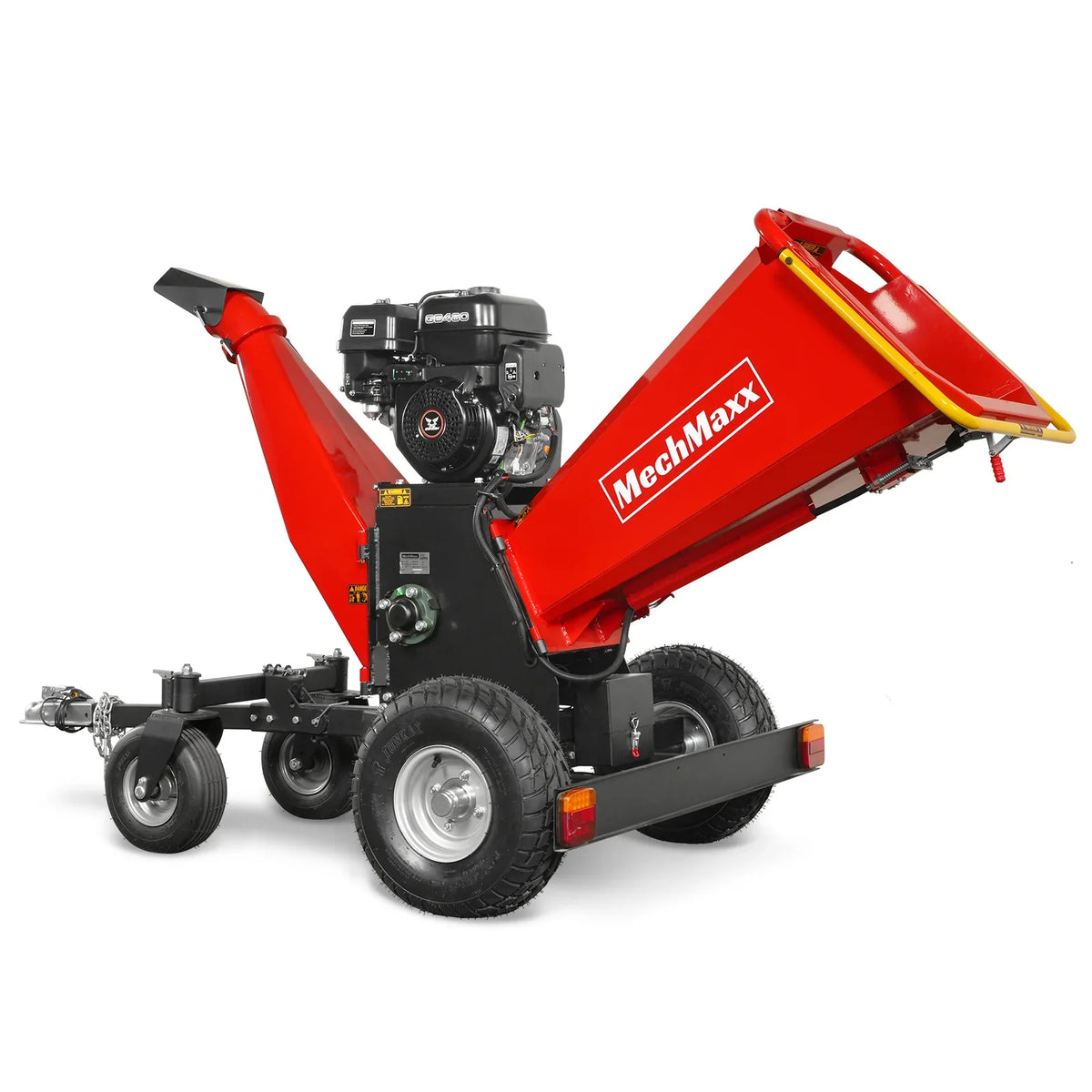 MechMaxx 6 inch ZONSEN E-Start 459cc 15hp Gas Powered 4 - Wheel Drum Wood Chipper with Taillight , B150