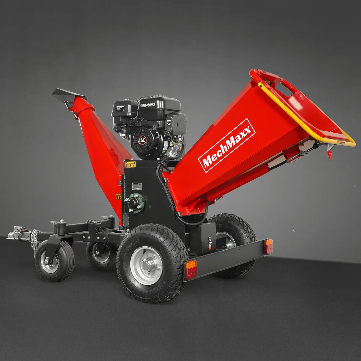 MechMaxx 6 inch ZONSEN E-Start 459cc 15hp Gas Powered 4 - Wheel Drum Wood Chipper with Taillight , B150