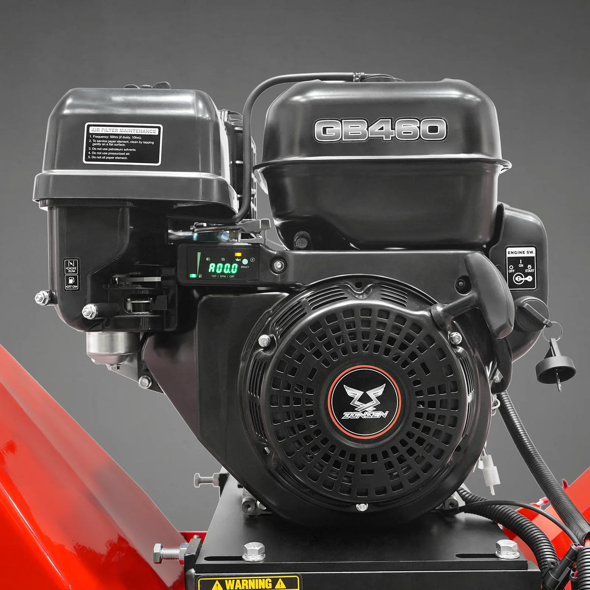 MechMaxx 6 inch ZONSEN E-Start 459cc 15hp Gas Powered 4 - Wheel Drum Wood Chipper with Taillight , B150