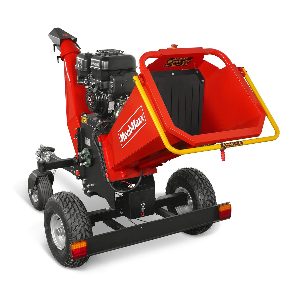 MechMaxx 6 inch ZONSEN E-Start 459cc 15hp Gas Powered 4 - Wheel Drum Wood Chipper with Taillight , B150