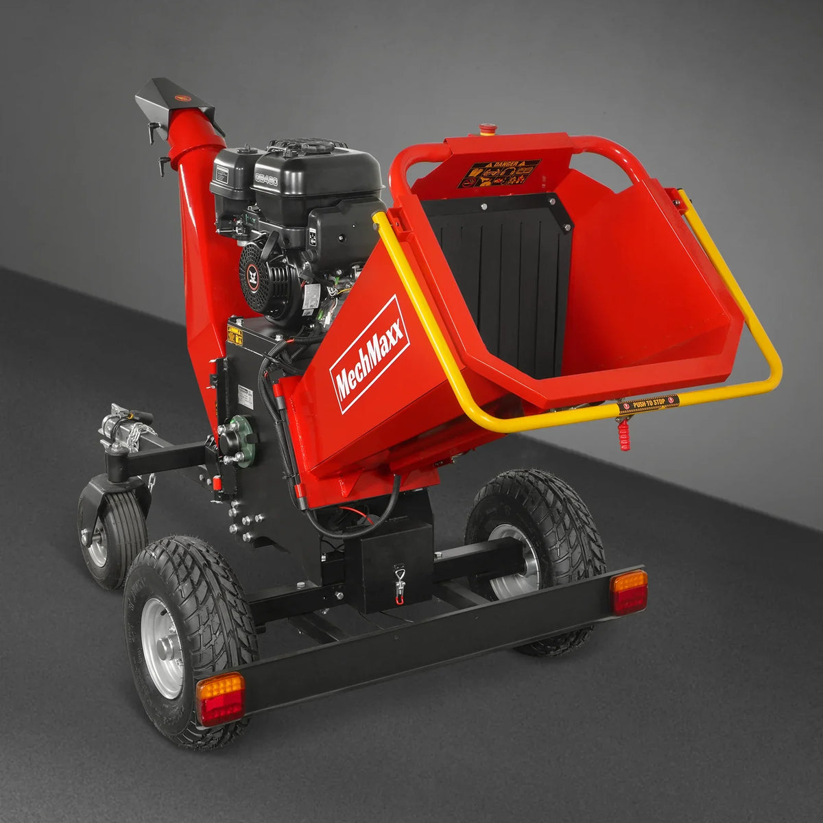 MechMaxx 6 inch ZONSEN E-Start 459cc 15hp Gas Powered 4 - Wheel Drum Wood Chipper with Taillight , B150