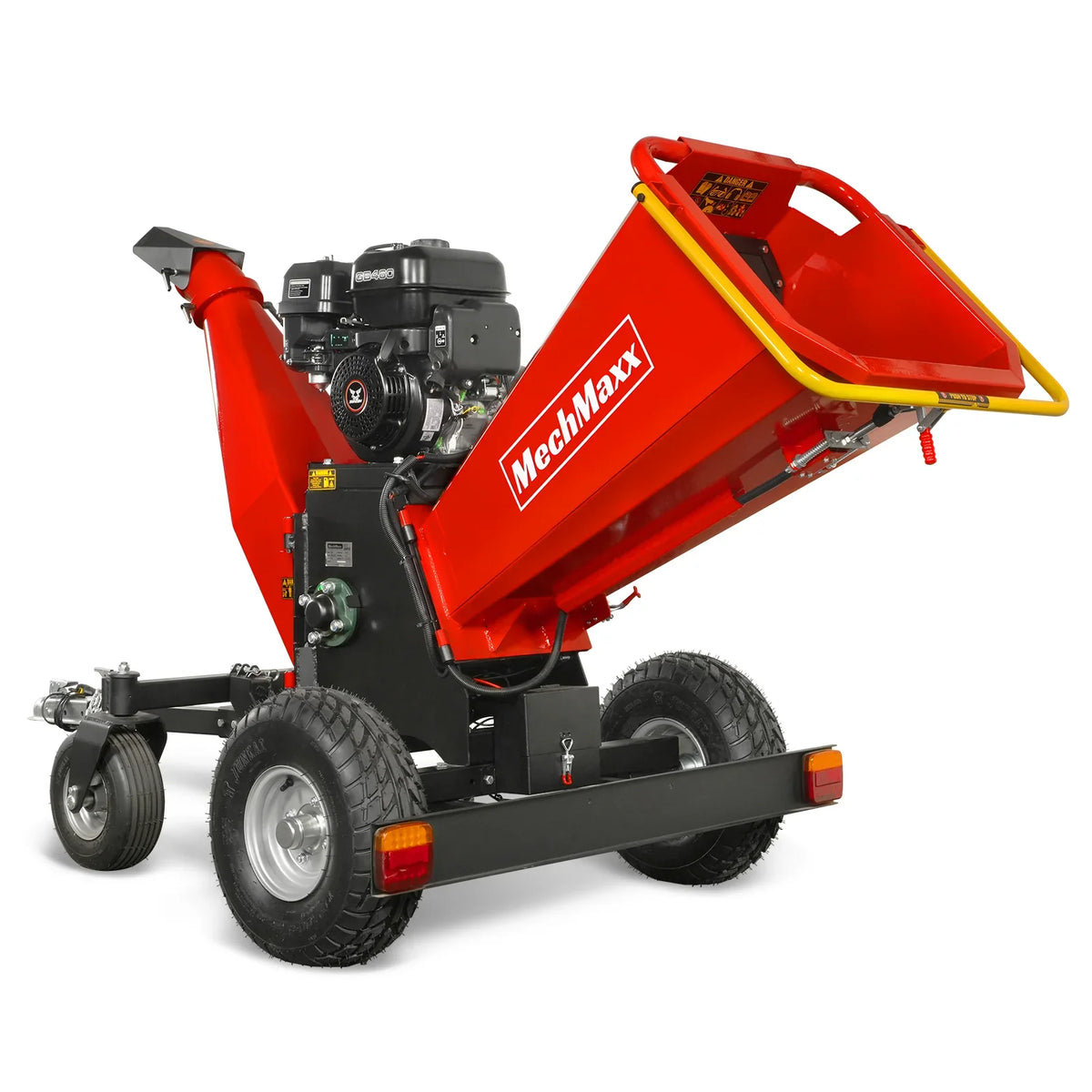 MechMaxx 6 inch ZONSEN E-Start 459cc 15hp Gas Powered 4 - Wheel Drum Wood Chipper with Taillight , B150