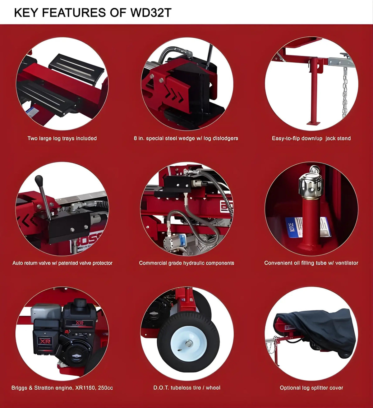 Boss Industrial 27 Ton Gas Log Splitter WD27T