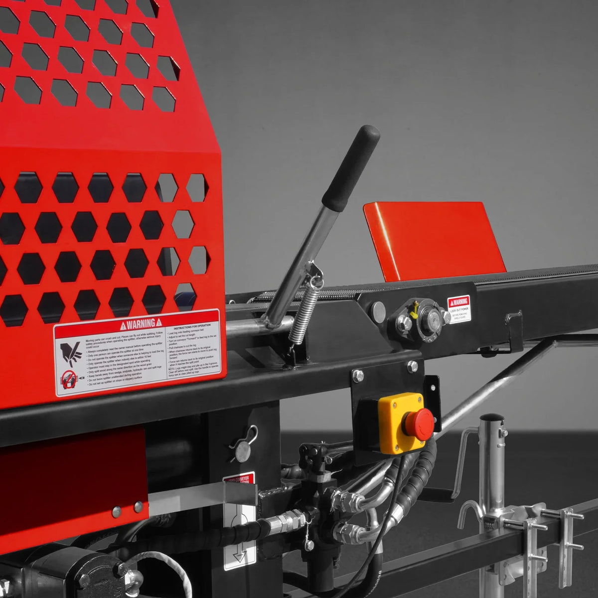 MechMaxx Firewood Log Splitter Processor with Conveyor, 20ton Splitting Force 24" x 15" Log Capacity, 18" Chainsaw, HLS20