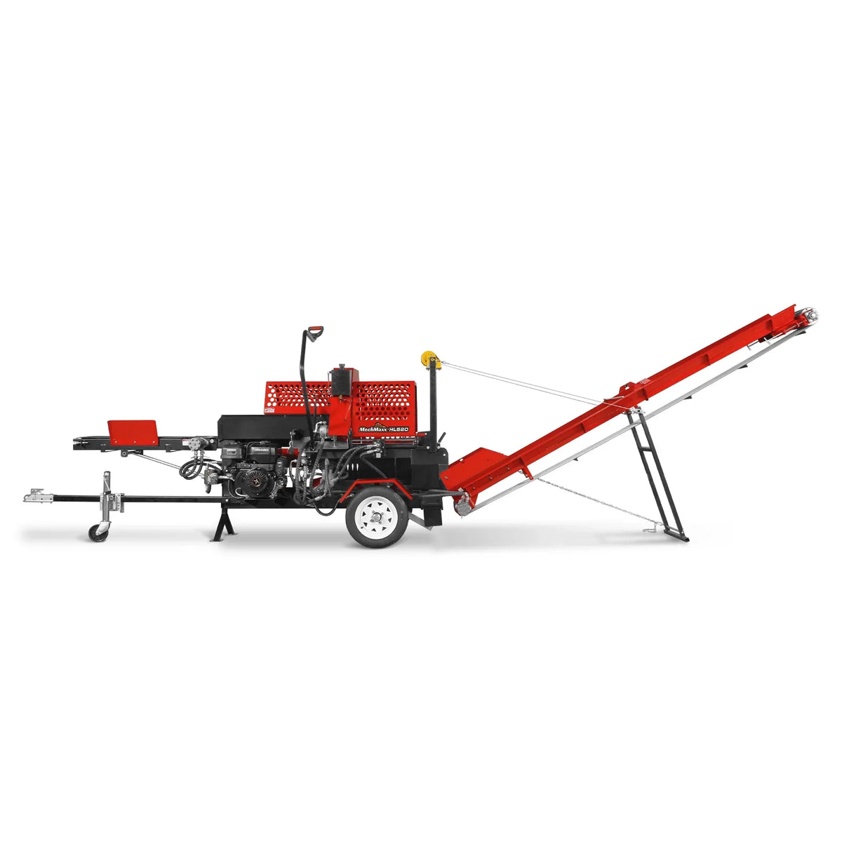 MechMaxx Firewood Log Splitter Processor with Conveyor, 20ton Splitting Force 24" x 15" Log Capacity, 18" Chainsaw, HLS20