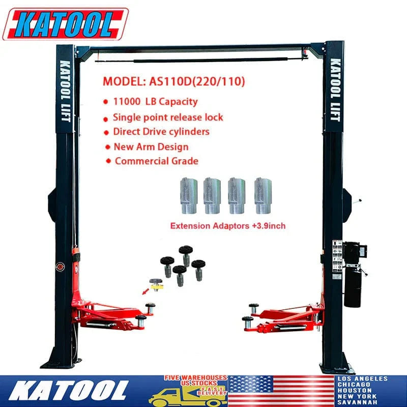 Katool 11,000 lb Asymmetric 2-Post Lift AS110D