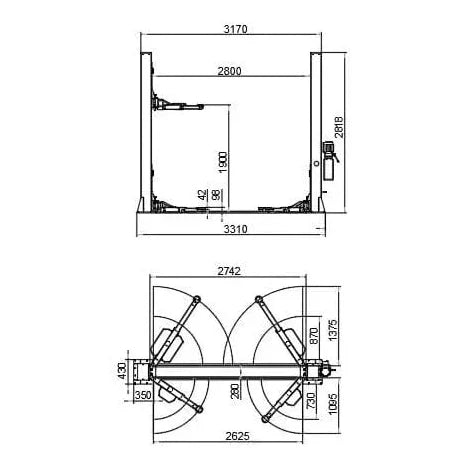 Katool 12,000 lb 2-Post Car Lift H120D