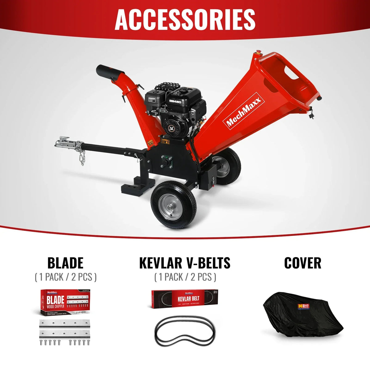 MechMaxx 5 inch E-start ZONSEN 459cc Gasoline Engine Powered Wood Chipper , GS1500