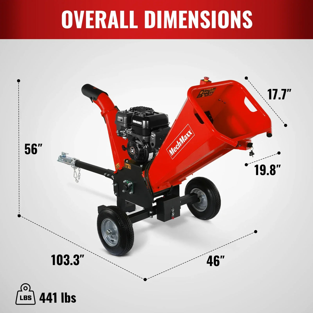 MechMaxx 5 inch E-start ZONSEN 459cc Gasoline Engine Powered Wood Chipper , GS1500