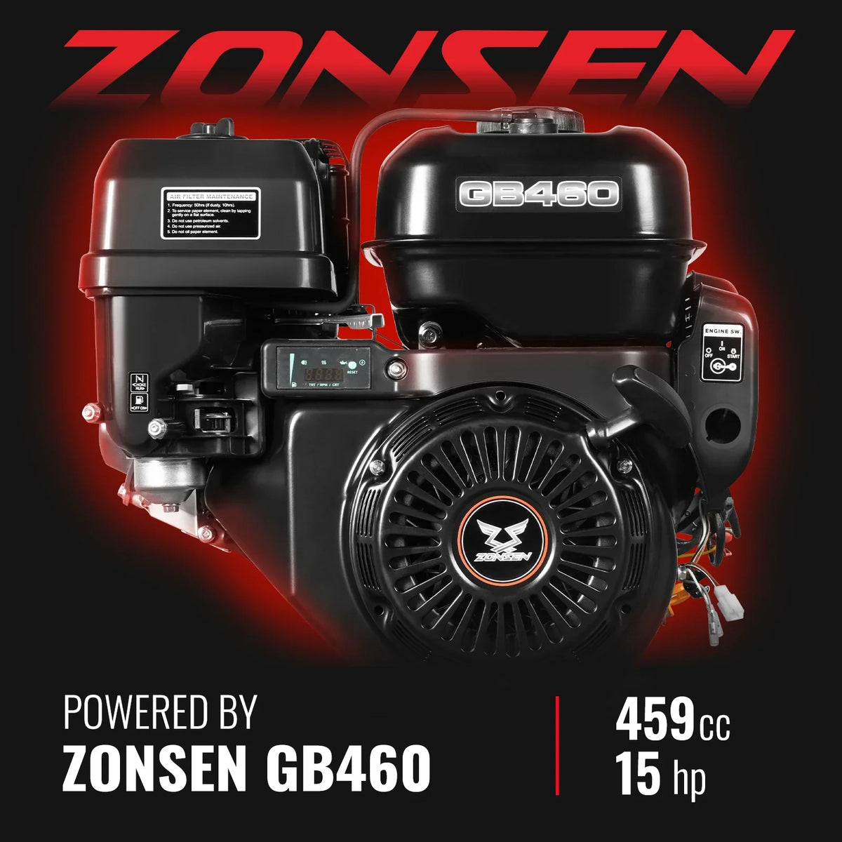 MechMaxx 5 inch E-start ZONSEN 459cc Gasoline Engine Powered Wood Chipper , GS1500