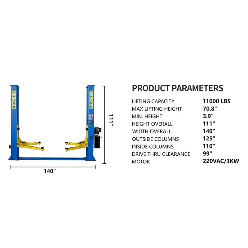 Katool 11,000 lb 2-Post Car Lift H115Z