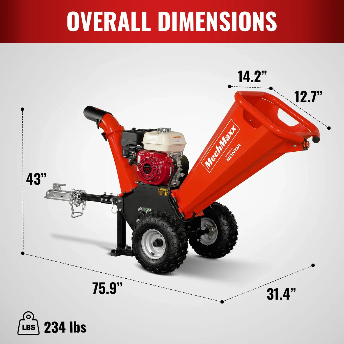 MechMaxx HONDA GX200 Gasoline Engine Powered 4 inch Wood Chipper, GS650