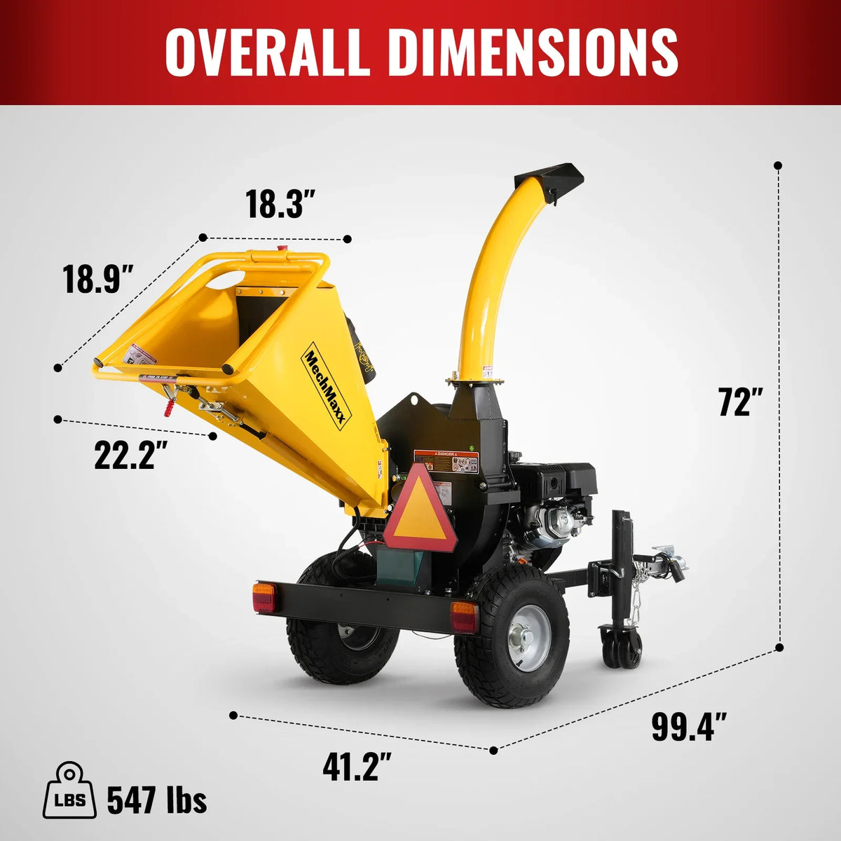 MechMaxx 5 inch E-start DUCAR 420cc 15hp Gasoline Engine Powered Disc Wood Chipper with Taillight , P4205