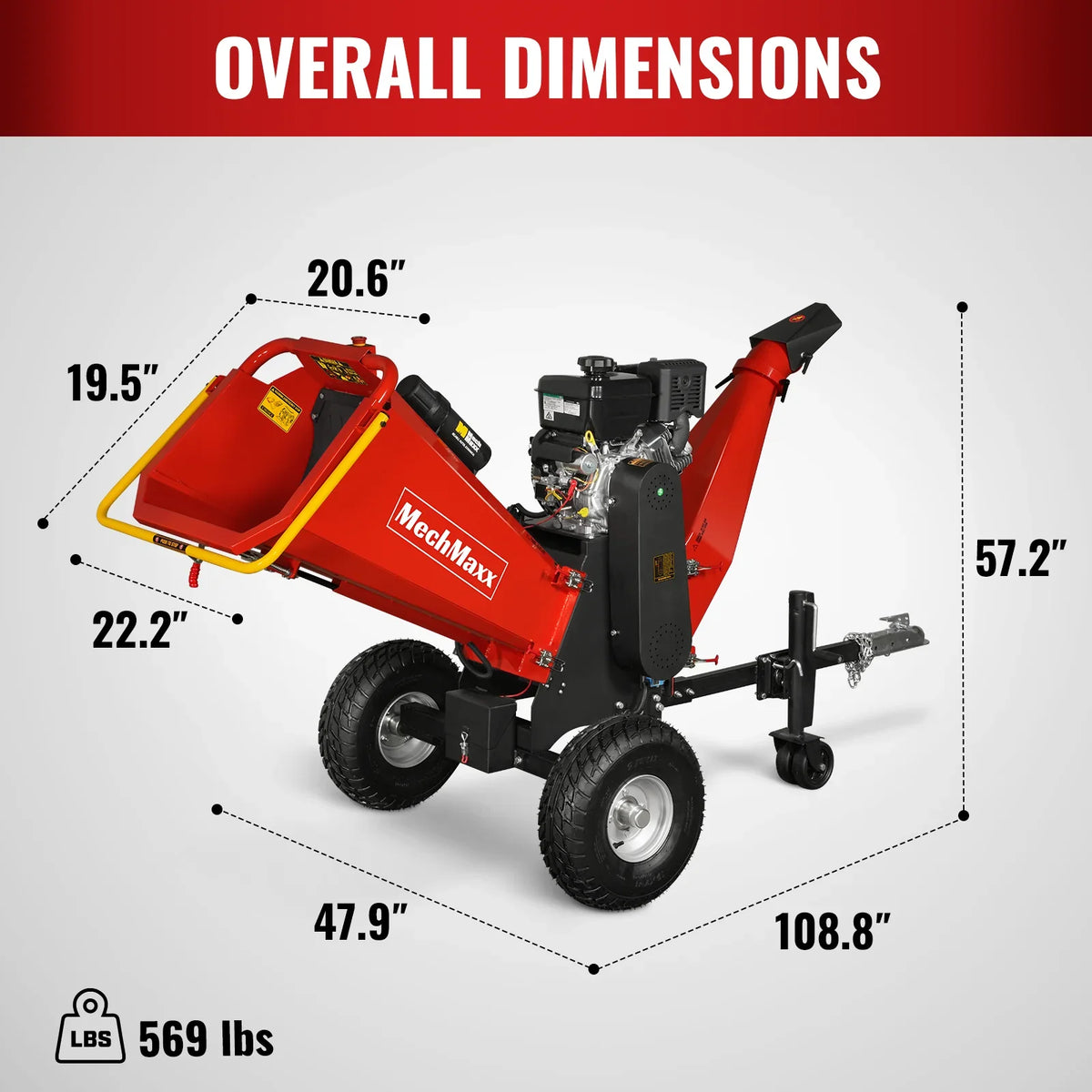 MechMaxx 6 inch E-start B&S VANGUARD 408cc 14hp Gasoline Engine Powered Drum Wood Chipper , P4206