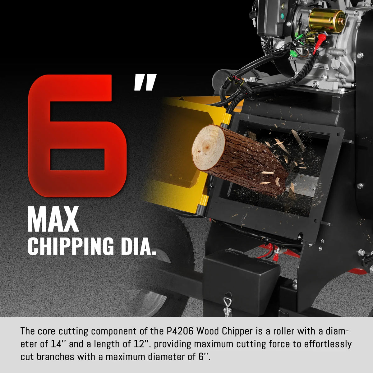 MechMaxx 6 inch E-start ZONSEN 459cc 15hp Gasoline Engine Powered Drum Wood Chipper, P4206