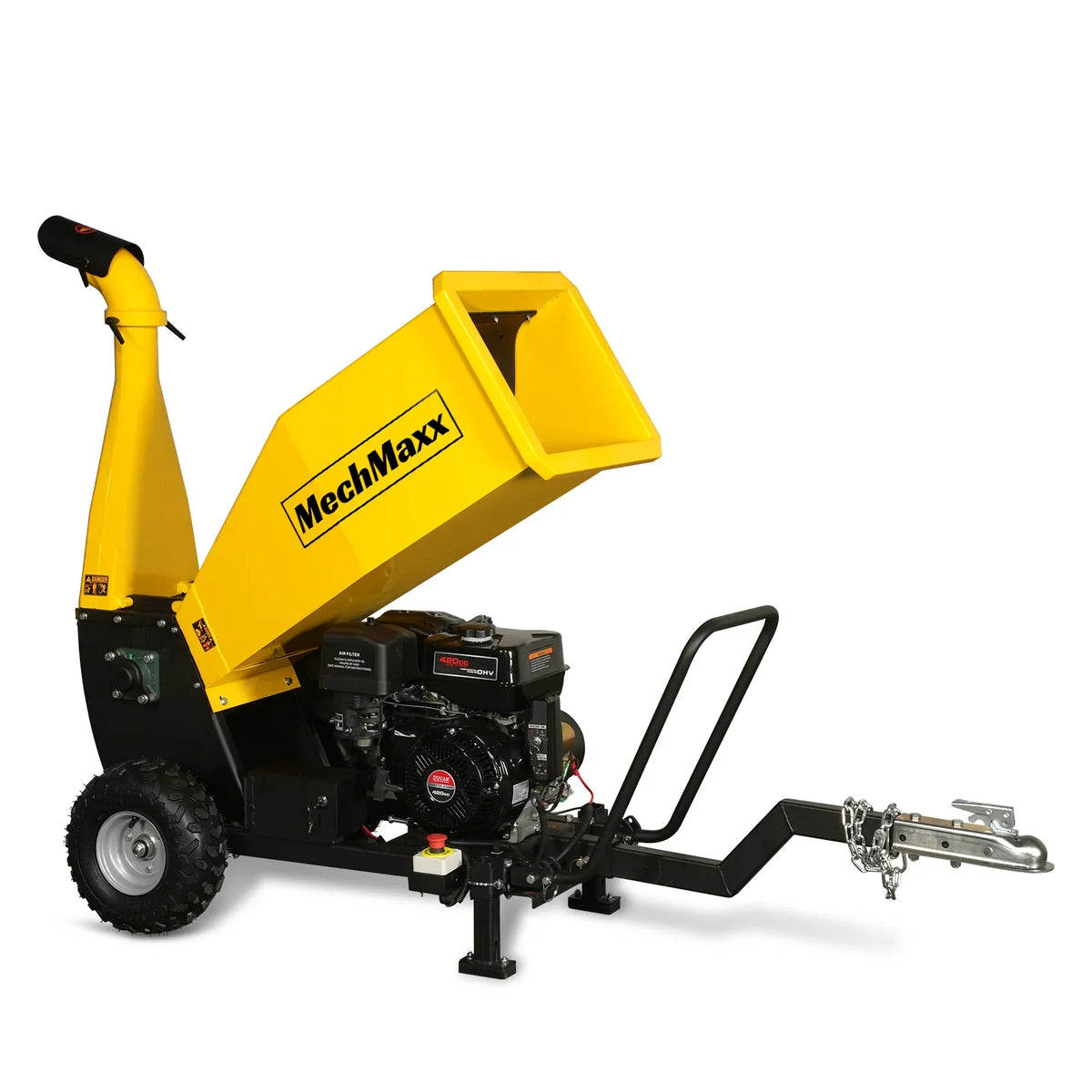 MechMaxx 5 inch E-start DUCAR 420cc 15hp Gasoline Engine Powered Drum Wood Chipper with Towbar , PGS1500