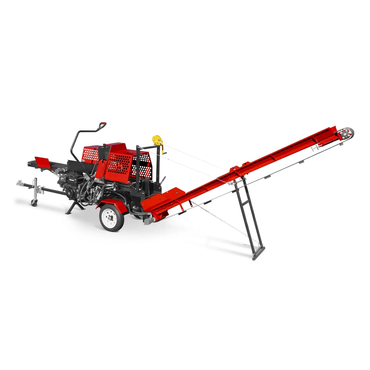 MechMaxx Firewood Log Splitter Processor with Conveyor,  20ton Splitting Force 24" x 15" Log Capacity,  18" Chainsaw,  HLS20