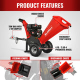 MechMaxx 4 inch DUCAR 212cc 7hp Gas Engine Powered Wood Chipper with Towbar,  GS650
