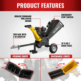 MechMaxx 5 inch E-start KOHLER 429cc Gasoline Engine Powered Wood Chipper,  GS1500