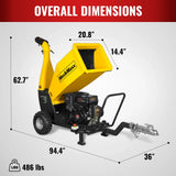 MechMaxx 5 inch E-start DUCAR 420cc 15hp Gasoline Engine Powered Drum Wood Chipper with Towbar ,  PGS1500